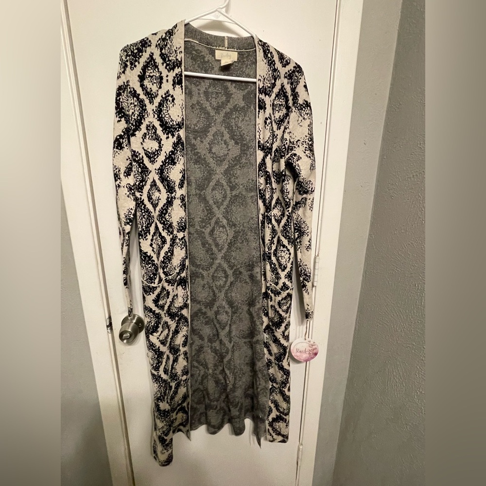 NWT Kaisley Long Duster Cardigan Open Pockets Side Slits size small
